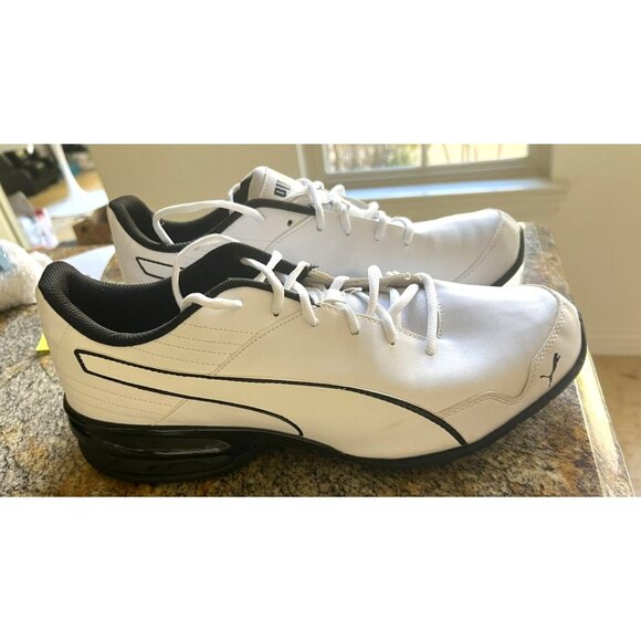 Puma Mens White & Black Athletic Shoes With Cushioned Soles & Durable Tread Size - Picture 1 of 15